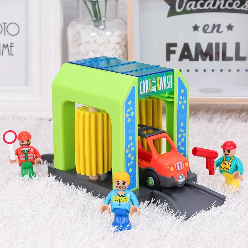 Set Police Thief Catching Building Block Suit Compatible With Wooden Train Track Toy Plastic Police Station Children\'s Toys