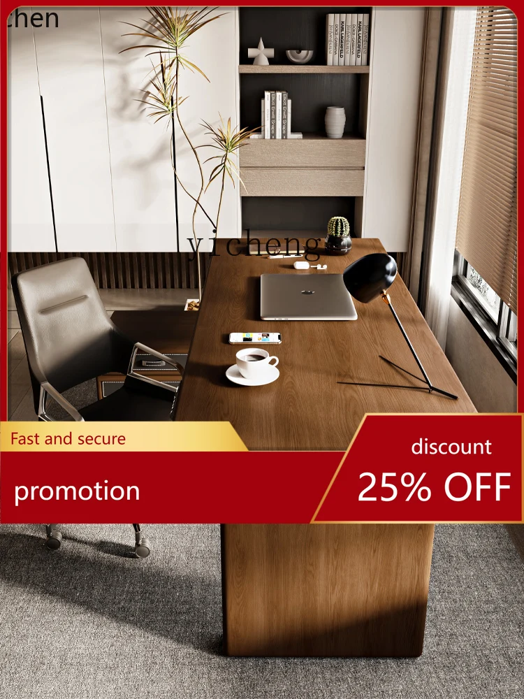 

YFY Black Walnut Color Solid Wood Electric Lifting Desk Computer Desk Office Desk