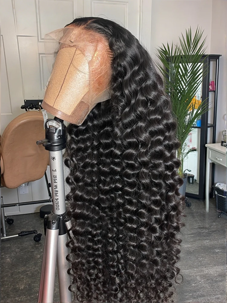 مجعد موجة المياه 220 الكثافة فضفاض موجة عميقة 13x6 الدانتيل الجبهة خصلات الشعر المستعار الإنسان البرازيلي 30 40 بوصة HD 13x4 الدانتيل الباروكة الأمامية #1