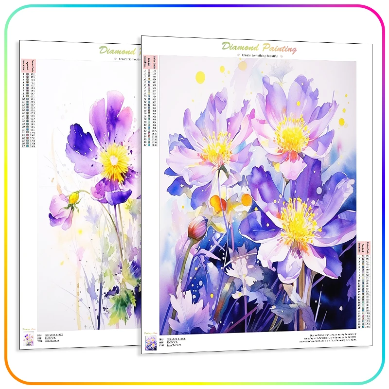 

RUOPOTY 5D Diamond Painting For Handiwork Diy Kit Accessories Diamond Mosaic Full Square Drill Purple Flowers Wall Decororation