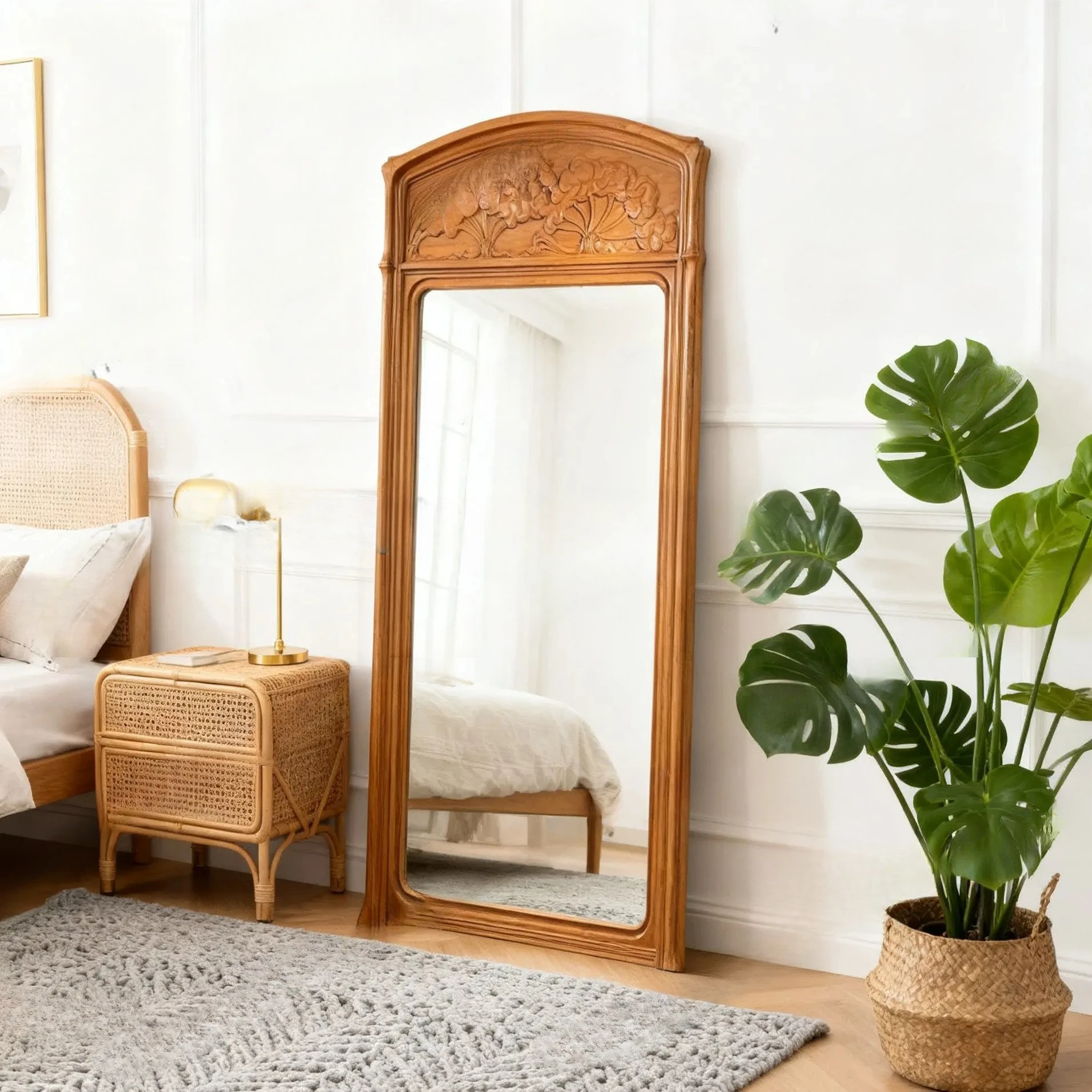 retro full body mirror  engraving home living room floor mirror medieval