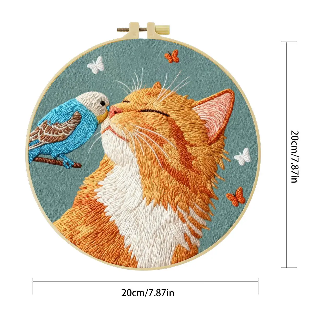 1 Stück 20X20CM/15X15CM 7,87/6,3 Zoll Katzen-Stickerei-Starter-Kit DIY-Kit DIY-Stickerei-Set Handarbeiten Heimdekoration Nadelkunst – Detail 5