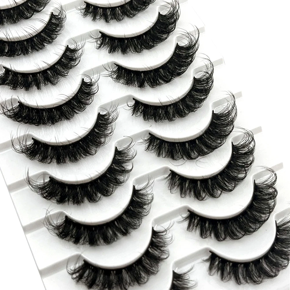 Lashes 10 Pairs DD curl Russian Strips Lashes Faux Mink Makeup Lashes 3D Mink Lashes Natural False Lashes Eyelashes Extensions