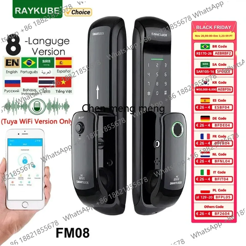 Tuya Wifi Smart Door Lock TT  Fingerprint Lock Auto Electronic Bio-metric   Digital Lock for Smart Home