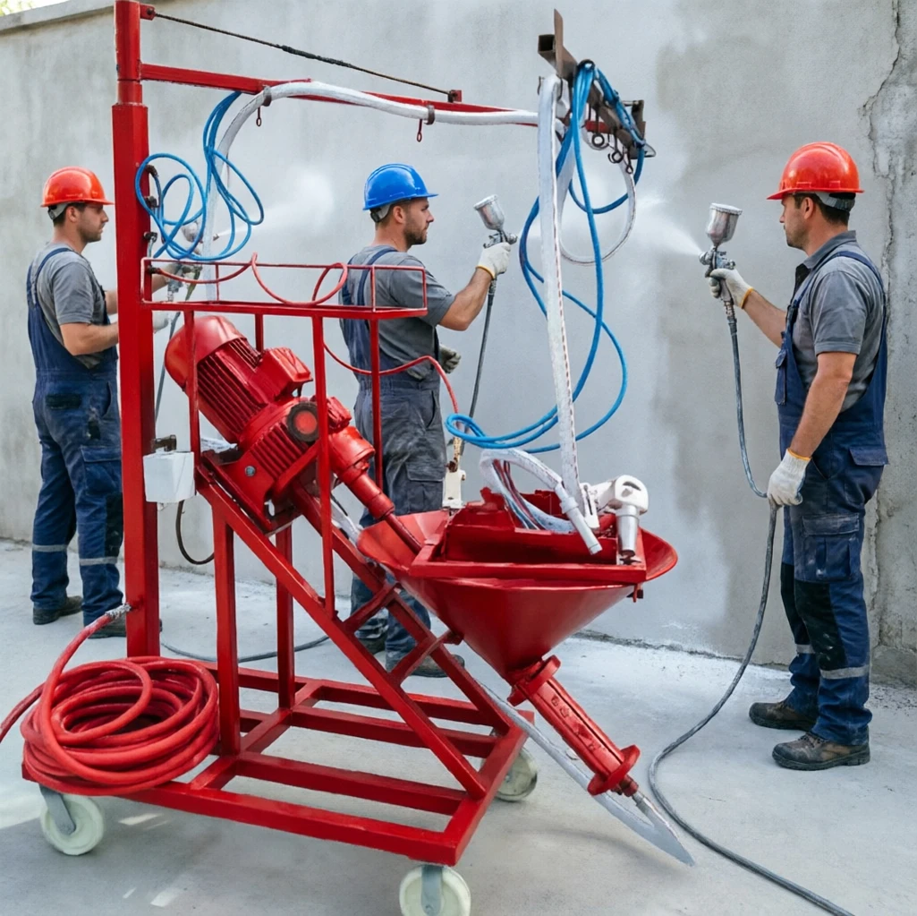 Pneumatic Mobile Fiberglass Concrete Spraying Machine Adjustable Flow Rate Narrow Construction Site Spraying Equipment For Sales