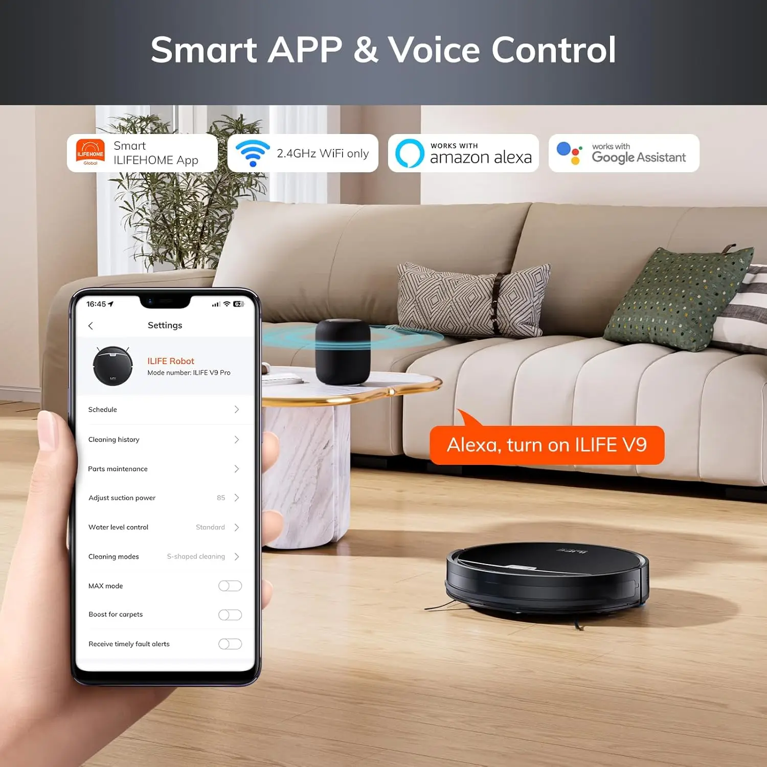 Robot Vacuum and Mop Combo, 3000Pa Strong Suction Robot Vacuum Cleaner with Gyro Navigation, App/Alexa Control, for Pet Hair