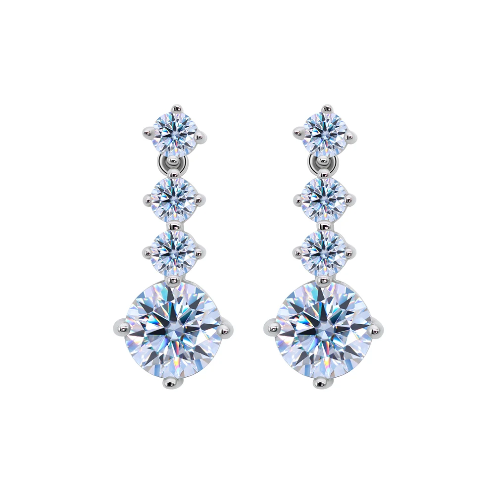 

Moissanite Earrings Silver Needle Wholesale Elegant Heavy Industry Long S925 Sterling Silver Women's Beating Heart Round Summer Style