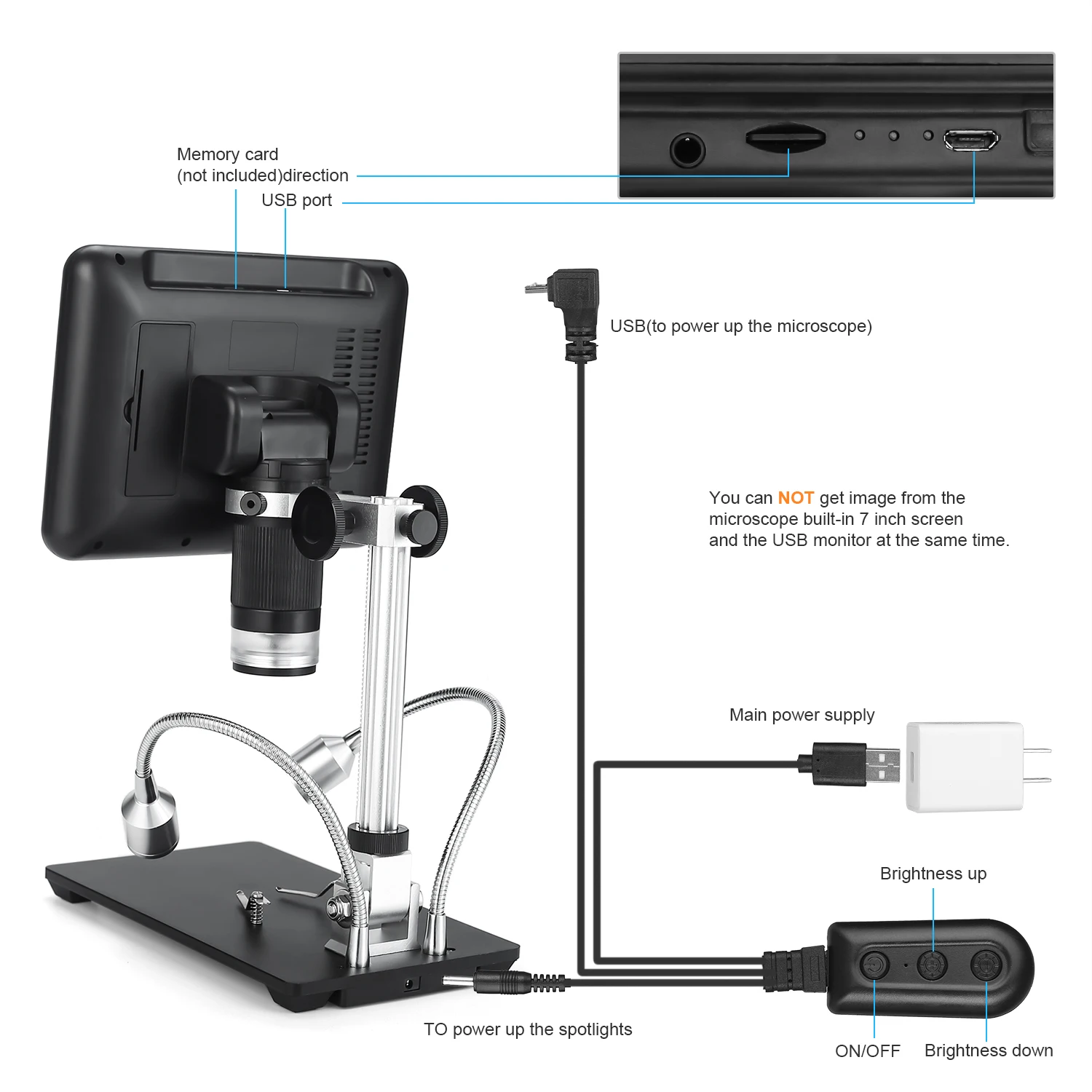 Andonstar Digital Microscope AD207 3D Long Object Distance Microscope Soldering Tool for Phone/PCB/SMD Repair with Image Rotat