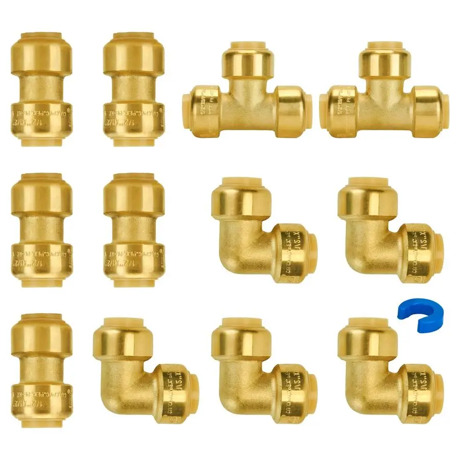 

Сантехнические фитинги 1 2 дюйма, Push Pex фитинги 1 2 дюйма, соединительная муфта по 5 штук и колено 90 градусов, тройник 2 шт., без свинца, латунь, Push to Con