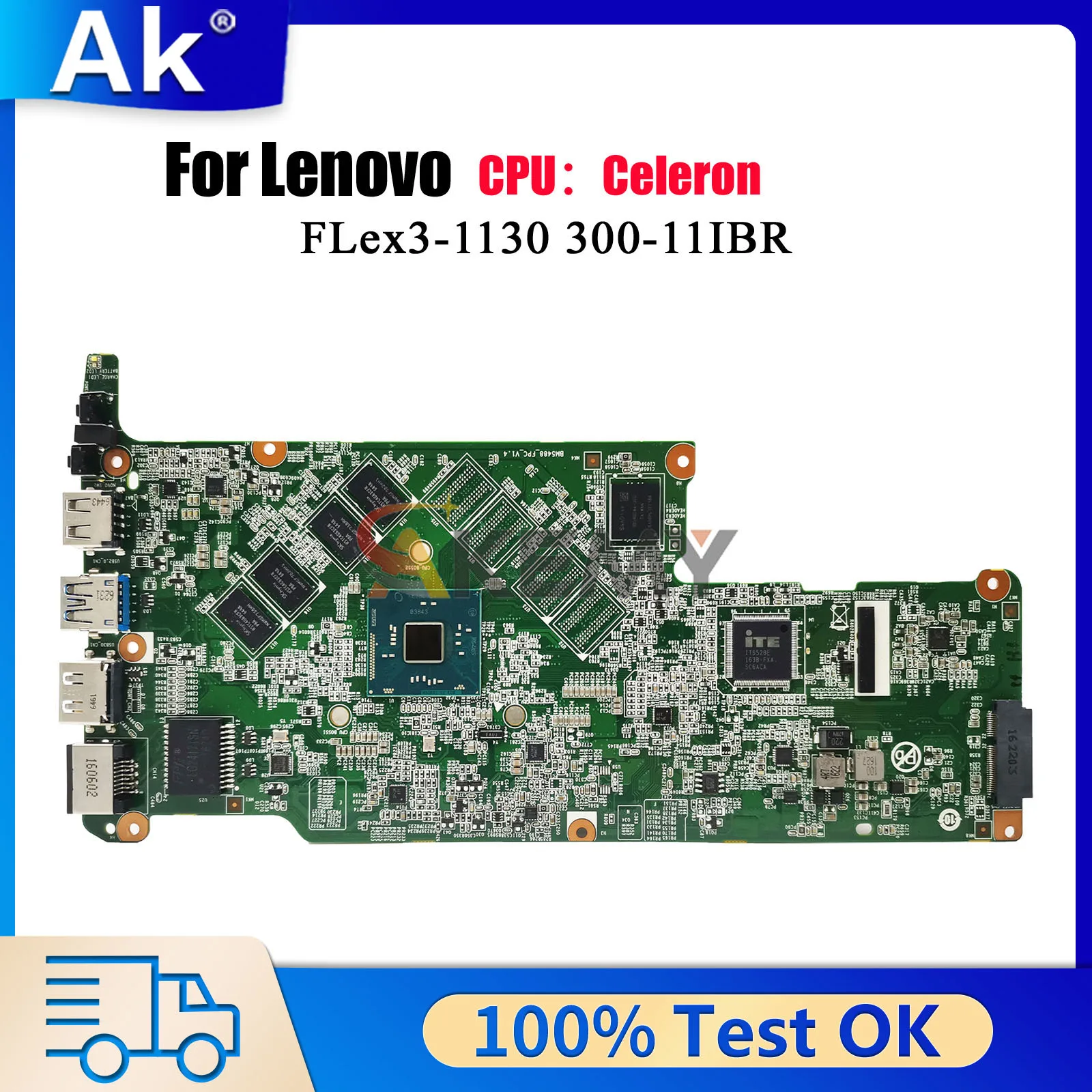 

With N3050 N3060 CPU 2GB RAM 64GB SSD FLex3-1130 Laptop Motherboard For Lenovo Yoga 300-11IBR 300S-11IBR 100% Fully Tested
