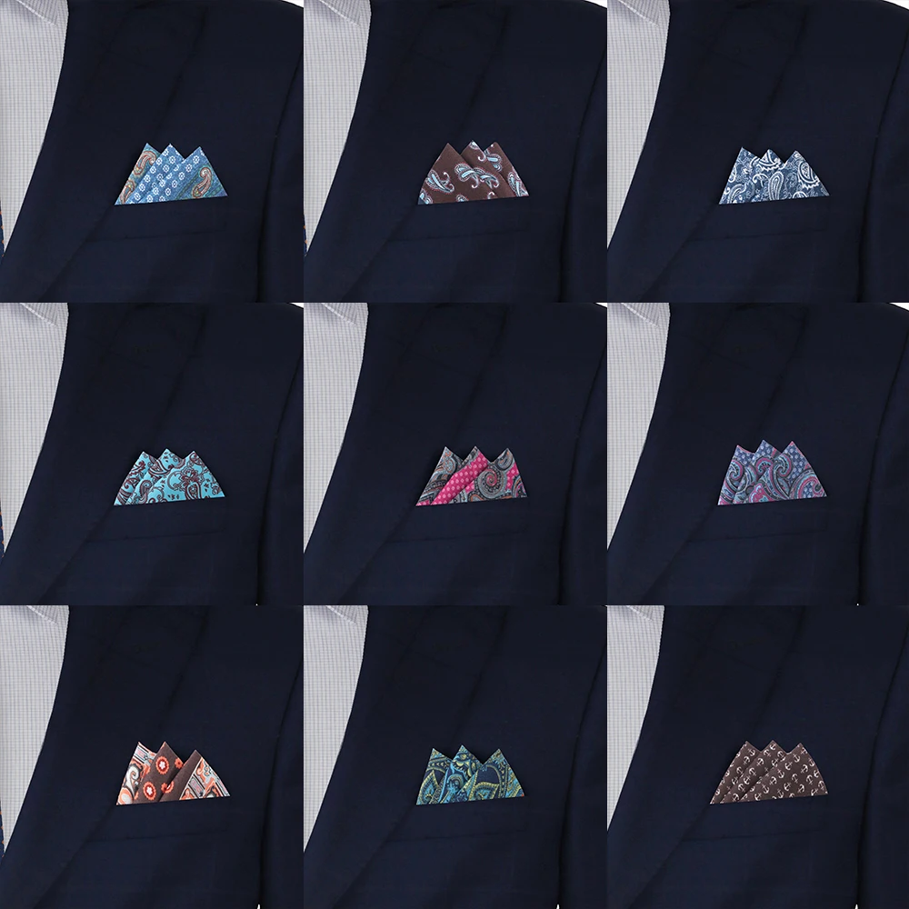 جيب مربع للرجال حفل زفاف رجالي الدعاوى منديل النبيذ الأحمر الأزرق الكاكي الداكن اللون جيب مربع للرجال جيوب البدلة