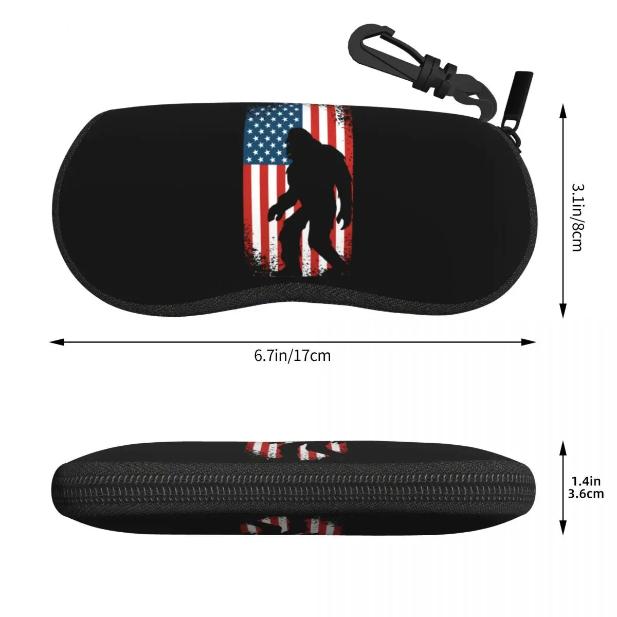 Custom American Flag Bigfoot USA Glasses Case Portable Animal Shell Eyeglasses Case Sunglasses Box