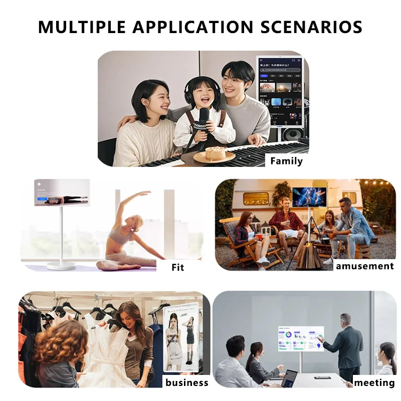 VSTI 27/32 Inch Android Smart Interactive Display Portable TV With 5H 9H Battery Wireless Moveable Monitor Touch Screen