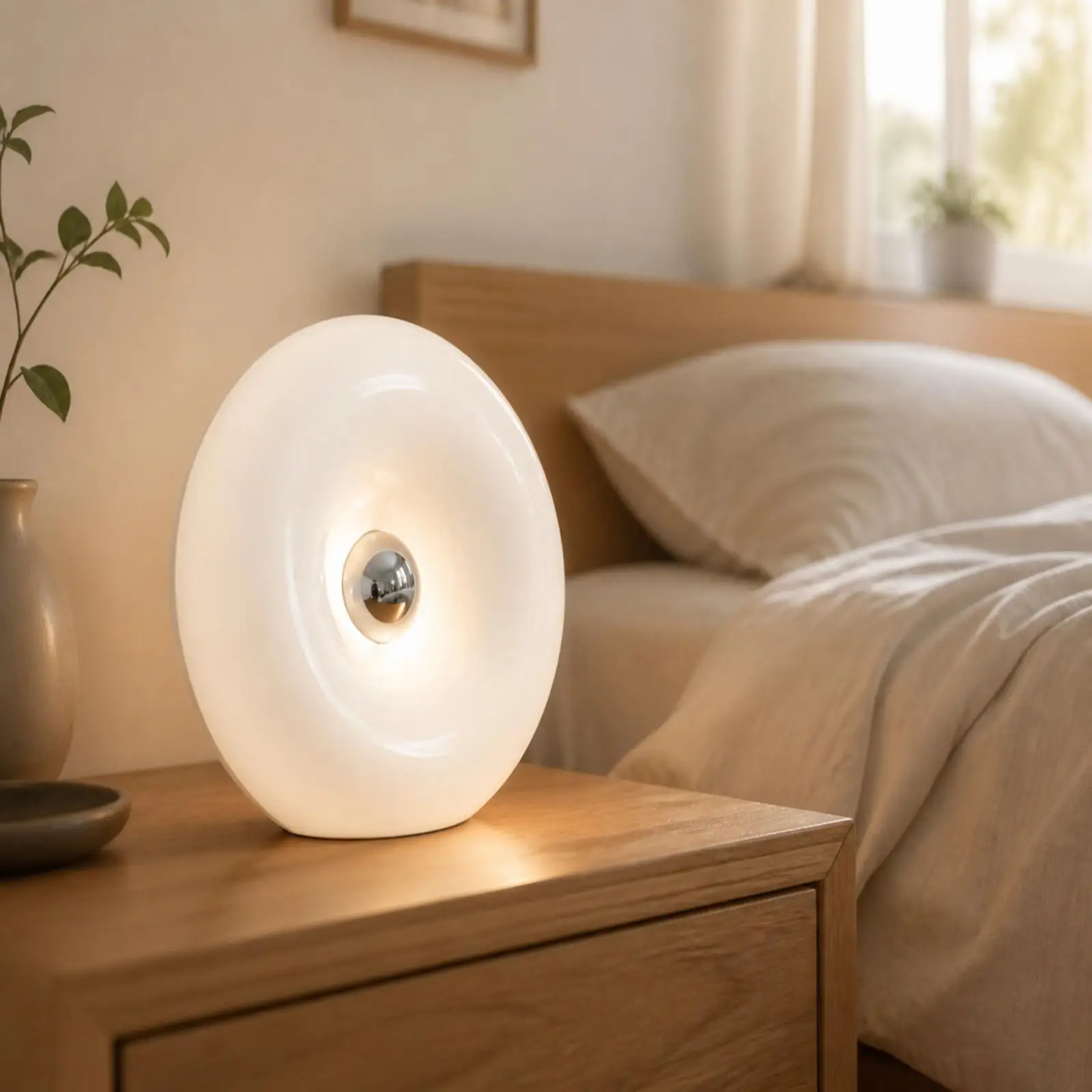 Touch Control Donut Lamp Versatile Wall or Tabletop LED Bedroom Light Dimmable for Nightstand