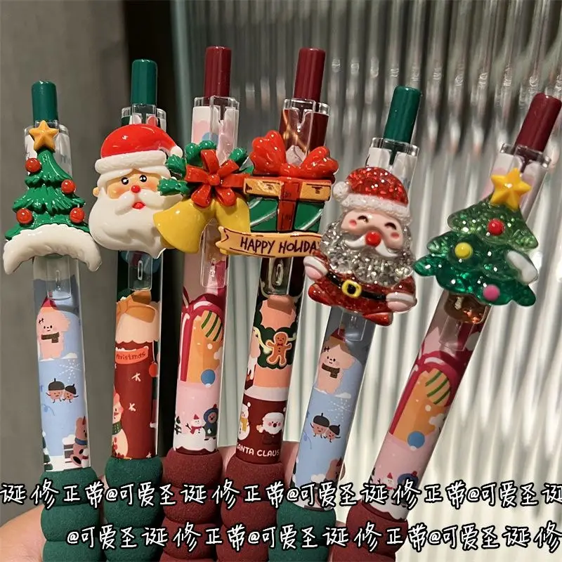 

1-5pcs Cute Christmas-themed click pens, student exam gel pens, quick-drying 0.5 writing pens
