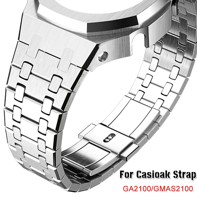 For Casioak GA2100 2110 Gmas2100 Metal Strap for casiOak GAB2110 Stainless Steel Band Watch Accessories Modification Kit Band