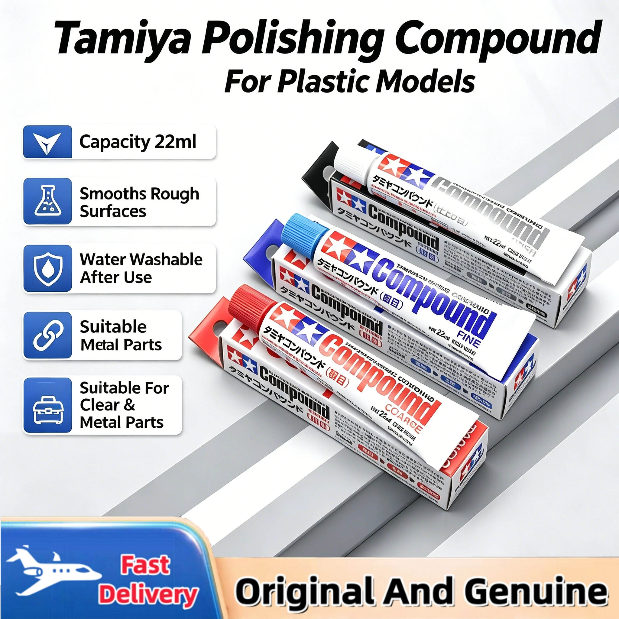 

TAMIYA 87068/87036 Model Repair Polishing Compound Paste Coarse Fine Finish With Ultra Fine Particles For Perfect Finish