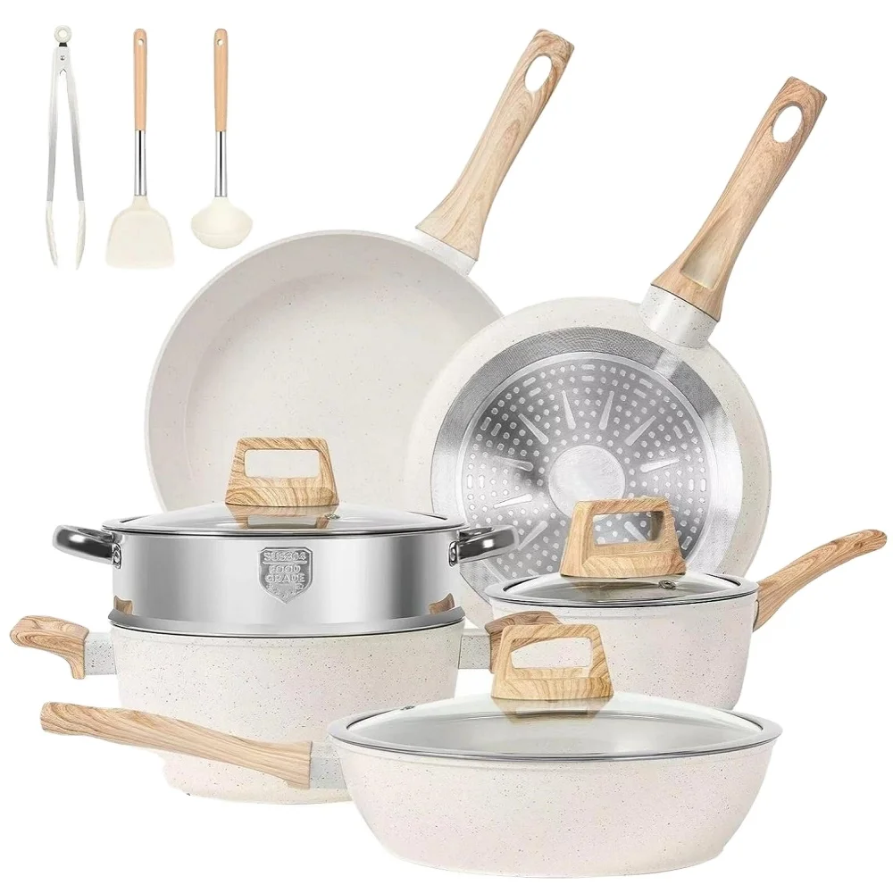 Wholesale Custom Kitchen Cooking Pot and Pans Set Non-Stick Pots And Pans Set  with 12 Pieces Cookware Sets