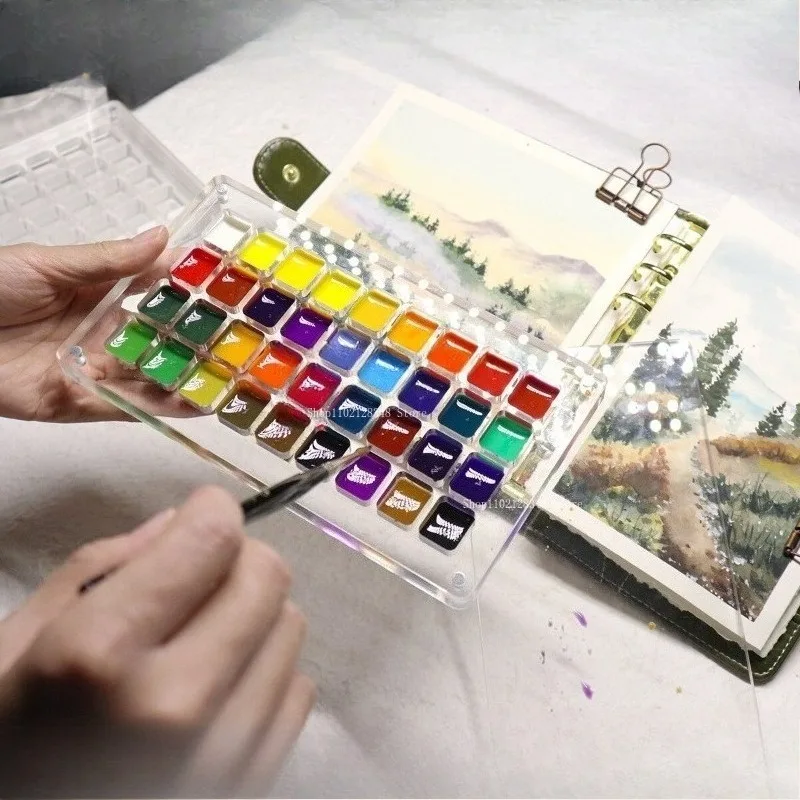 36 Grid Stackable Multifunctional Acrylic Watercolor Paint Empty Boxes Outdoor Sketch Painting Creation Palette Pigment Storage