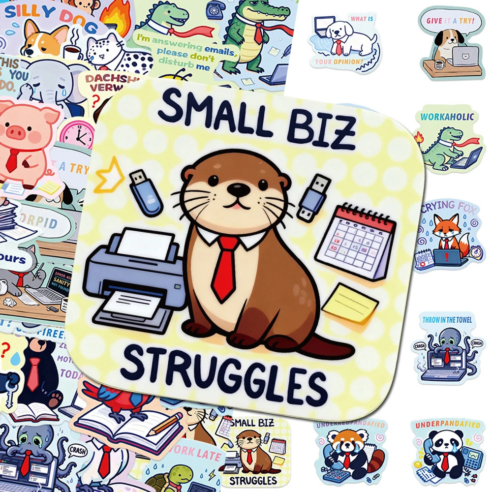 

10/30/50pcs Working Animals Graffiti Stickers Funny Cute Panda Pig Dog Cartoon Decals Stationery Luggage Phone Sticker Toy Gift