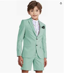 Boys Formal Suit Slim Fit Summer 2 Piece Suit Boys Tuxedo Suit Kids Beach Wedding Blazer Short Pants Set