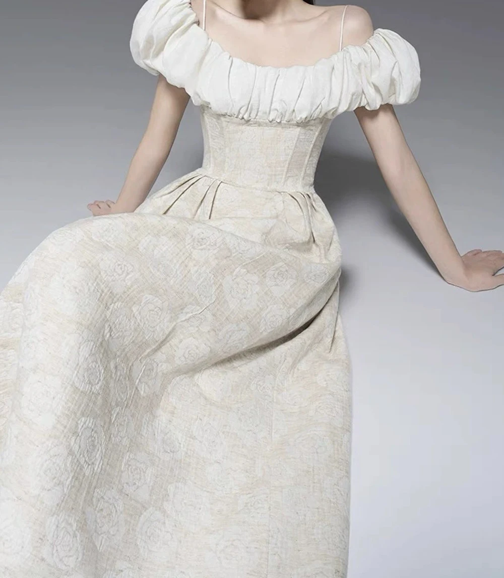 Spódnica podróżna w stylu wysokiej mody z kwiatowym kołnierzykiem, lekka luksusowa, niszowa, wysokiej klasy spódnica księżniczki - GZXX1206