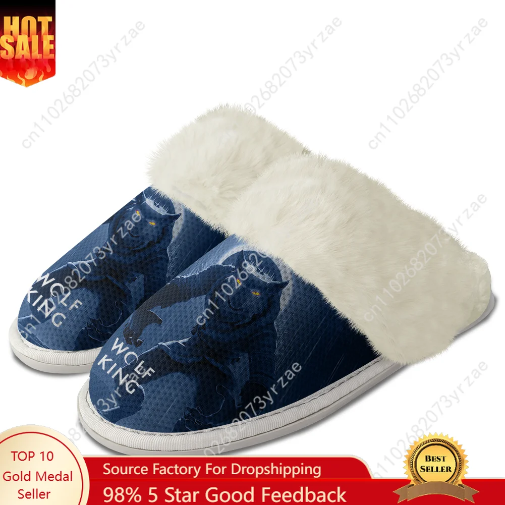 

Wolf King Plush Edge Warm Shoes Mens Womens Home Casual Slipper Bedroom Thermal Cotton Lightweight Fashion Shoe Custom Slippers
