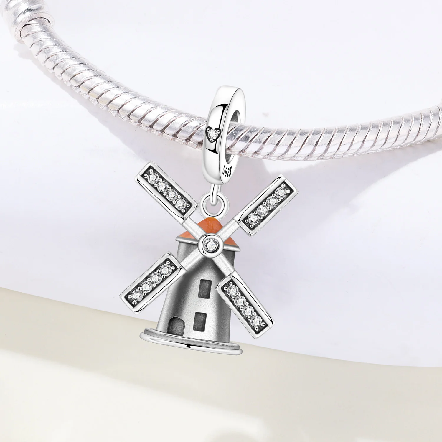 PANPOKI 925 Sterling Silver Dutch Windmill Travel Original Pendants Bracelet Charms Jewelry Party Beads DIY Trendy Gifts