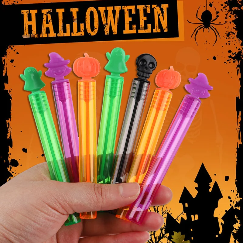 12/24Pcs Halloween Empty Bubble Soap Bottles Tube Skull Ghost Pumpkin Bubble Wands Halloween Party Trick or Treat Favors Decor view 3