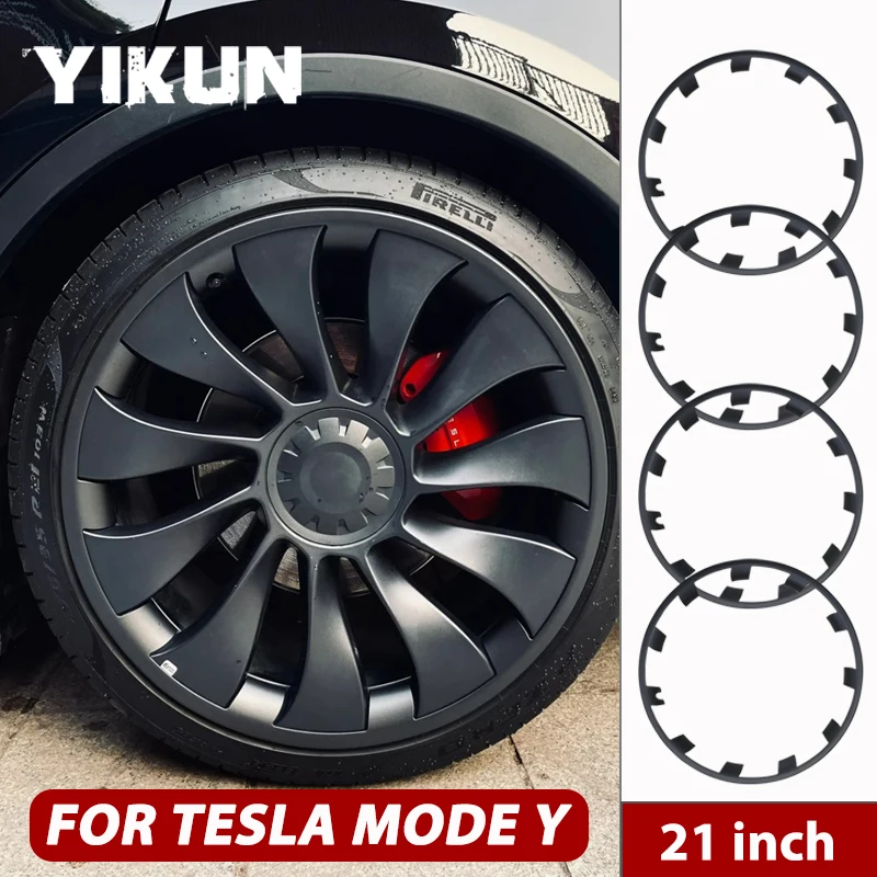 4PCS For Tesla Model Y 21 Inch Hub Cap Patch Wheel Performance Replacement Wheel Cap Full Rim Cover Accessories 2018-2023 HubCap