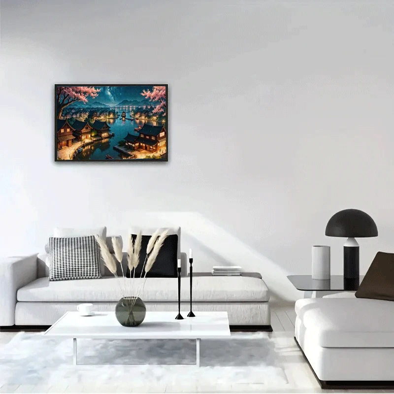 1000 قطعة من أحجية ساكورا تاون المقطوعة - 50 × 70 سم، قماش آرت ديكو متين بدون إطار، هدية عيد ميلاد مثالية، ديكور فني #3