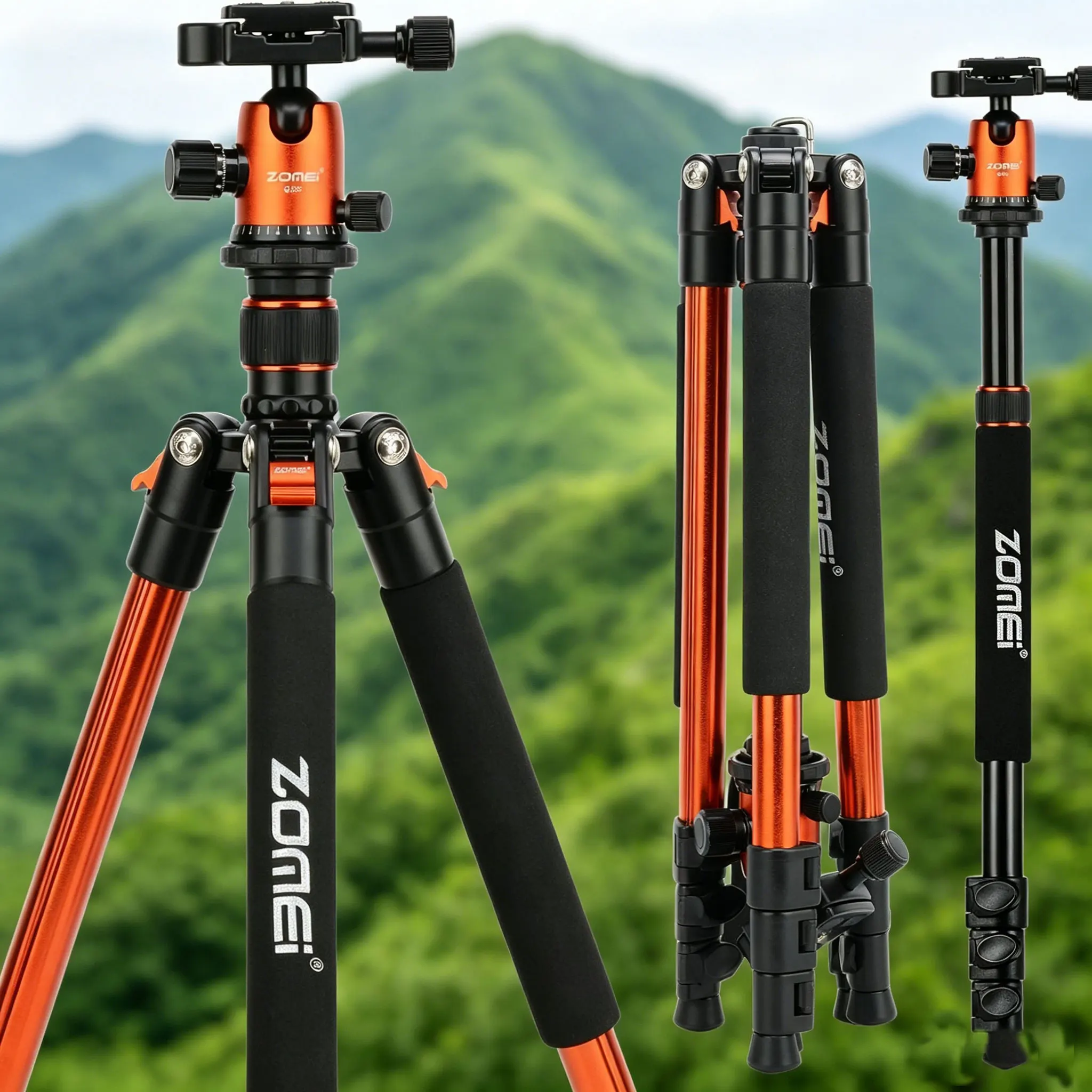 UEGOGO Tripé Monopé 2 em 1, 360 ° Cabeça de esfera, Máx. Altura ajustável de 18" a 62", para Câmera DSLR / Criação de Conteúdo com Celular
