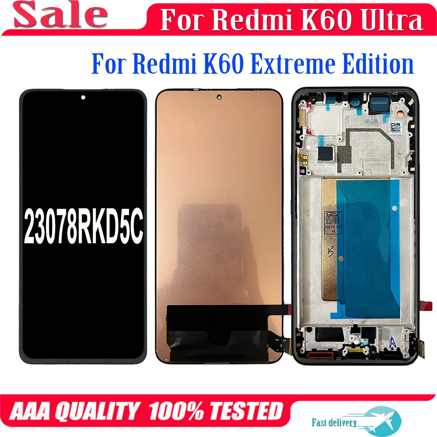 OLED For Xiaomi Redmi K60 Ultra 23078RKD5C LCD Display Touch Screen Glass Panel Parts