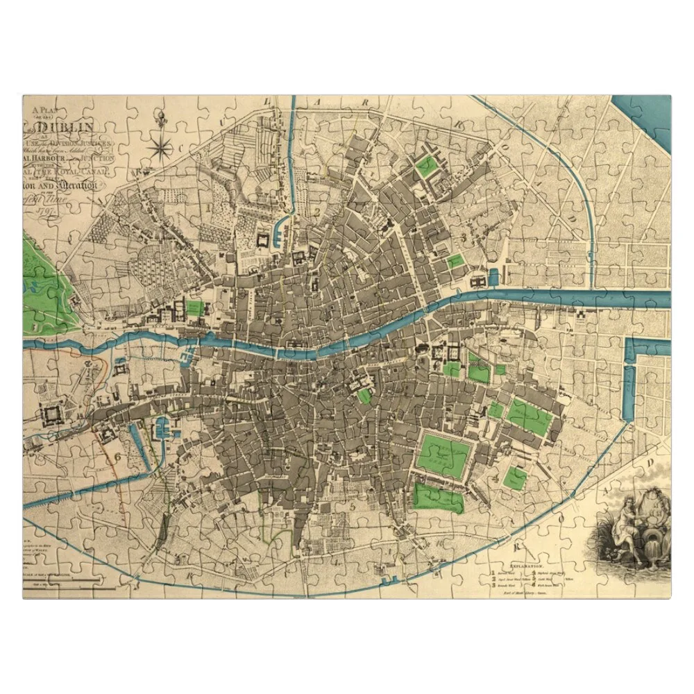 

Dublin city map. Vintage colourised restored map. Jigsaw Puzzle Customized Kids Gift Custom Child Gift Wood Puzzle Adults