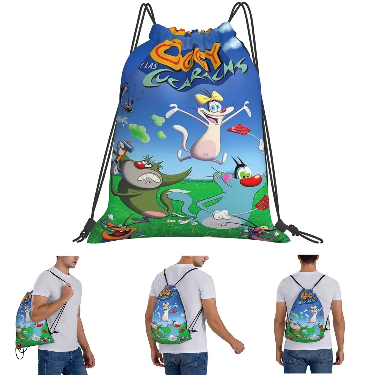 

Animation Anime Film Oggy And The Cockroaches Backpacks Casual Drawstring Bags Sports Bag Book Bags for Man Woman School