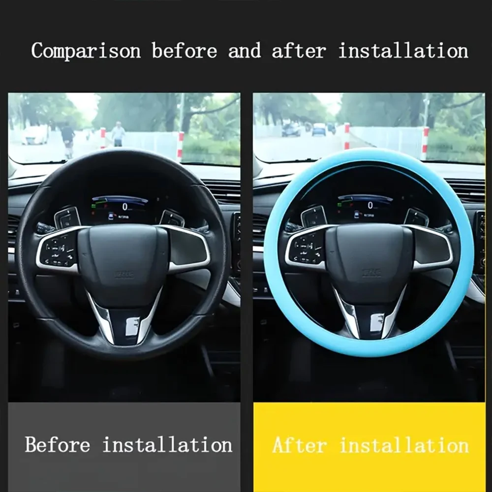 1 Stück ultradünne, rutschfeste Schutzhülle für das Autolenkrad, Silikon-Lenkrad-Schutzhülle. – Detail 5