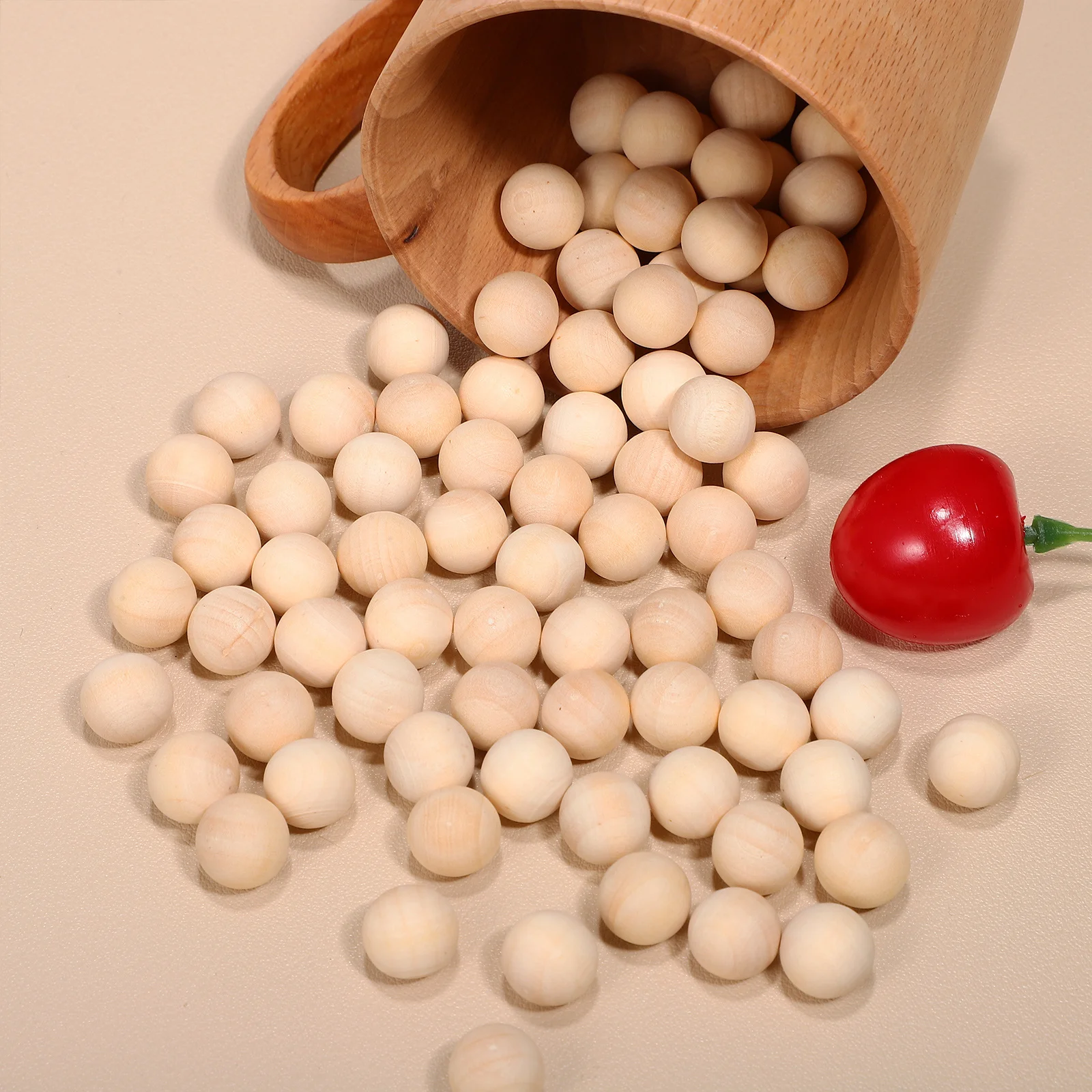 

300Pcs Wooden Beads Round Balls Natural Craft Wood Spheres for DIY Projects Unfinished Solid Wood Balls Large Quantity Handmade