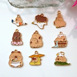 10pcs Cartoon Anime Cute Capybara Pendant Kawaii Healing Charms DIY Necklace Bracelet Earings Keychain Jewelry Accessories