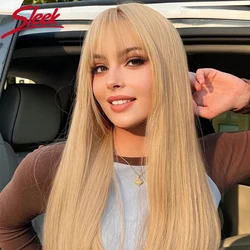 Strakke Bruine Blonde Gekleurde Pruiken Voor Vrouwen 100% Echte Klaar Om Te Dragen Korte Braziliaanse Haar Pruiken Rechte Pruik Met Pony