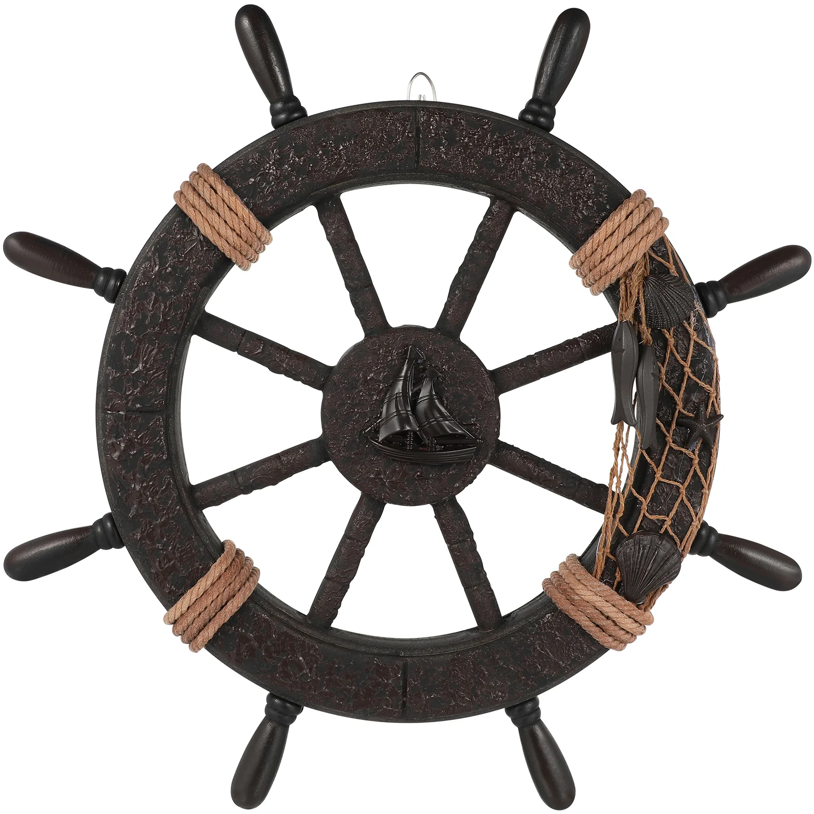 

Home Decor Rudder Unique Wall Decoration Hanging Pendant Mediterranean Ornament Wheel Natural Accessories Wooden