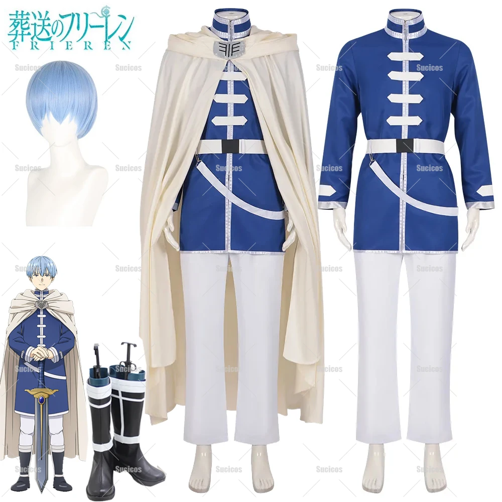 

Anime Sousou No Frieren Himmel Cosplay Costume Wig Men Halloween Carnival Frieren At The Funeral Cosplay Uniform Boots Shoes