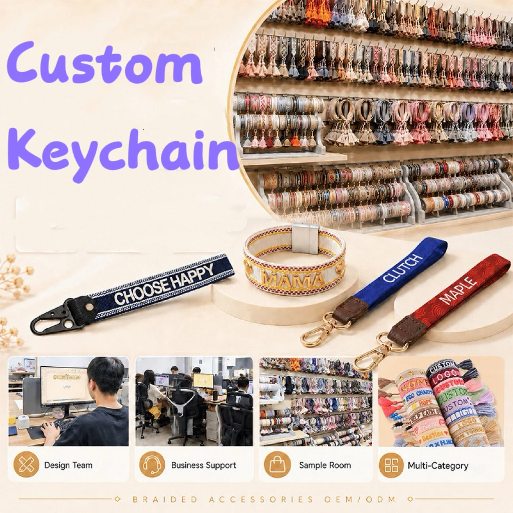 Custom Woven Keychain for Christmas, Festival, Events, Party, Personalized Key Ring, Bag Charm, Lanyard