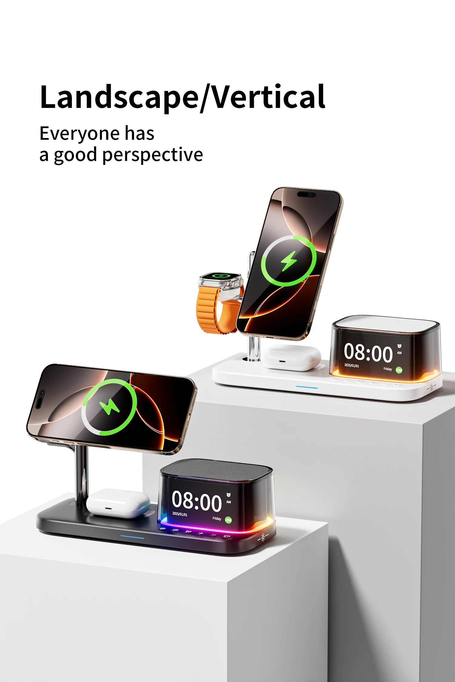 Qi2 25W ICE-Kühlung Magnetisches Kabelloses Ladegerät Bluetooth-Lautsprecher für iPhone 17 Samsung S26 Apple Galaxy Watch 2-8 Schnelles Laden – Detail 4