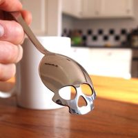 Skull Teaspoon,Stainless Steel Sugar Spoon,Plastic-Free Kitchen Utensil & Coffee Accessory - Portion Control Mini Dessert Spoon