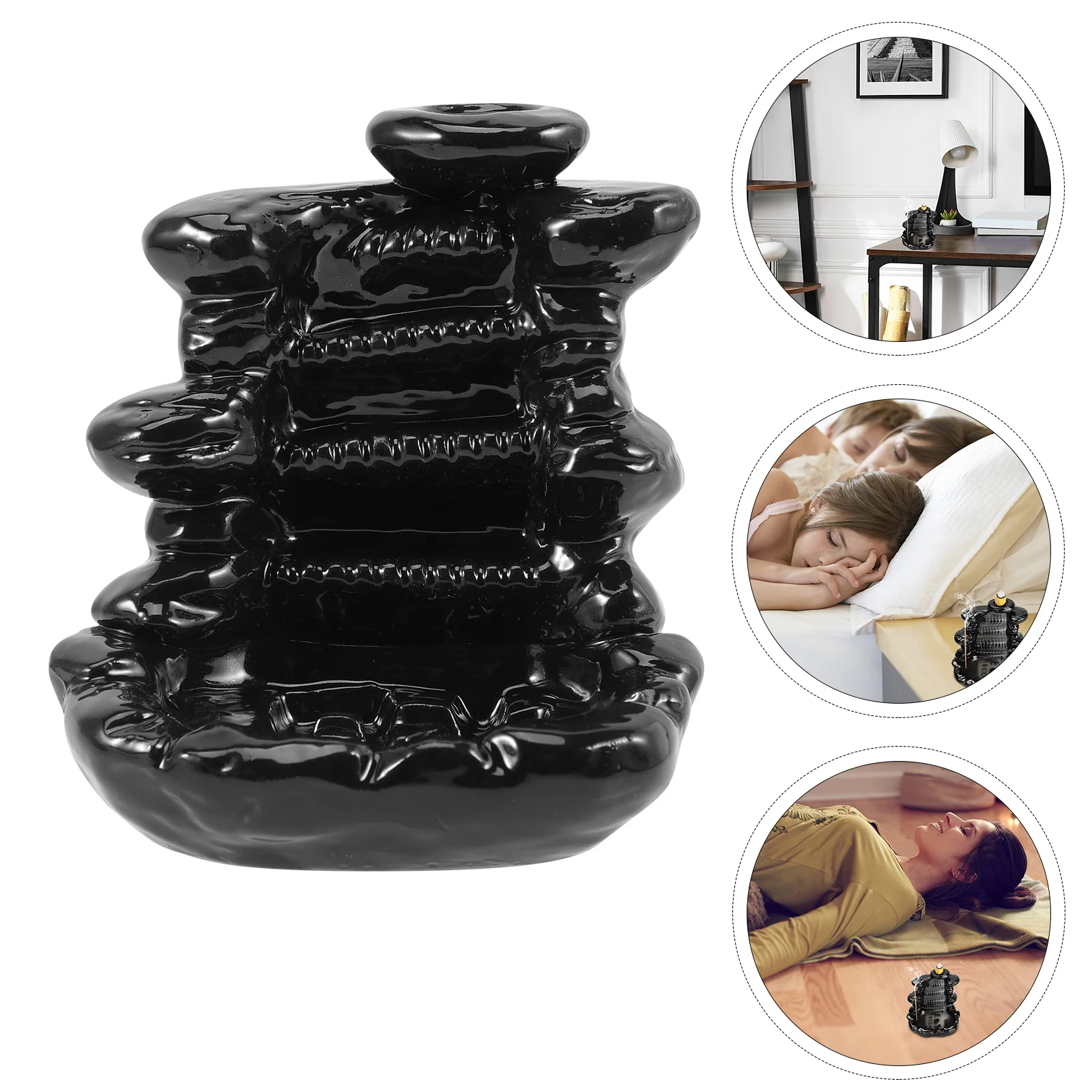 

Backflow Incense Burner Ceramic Censer Adornment Delicate Desktop Incense Aromatherapy Burner for Home Office Yoga Room