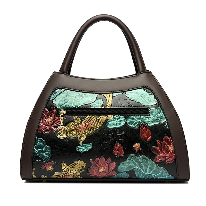 Trend Goldfish Pattern Women Leisure Tote Bag Luxury Designer Large Capacity Shoulder Bag High Quality Leather Women Handbags