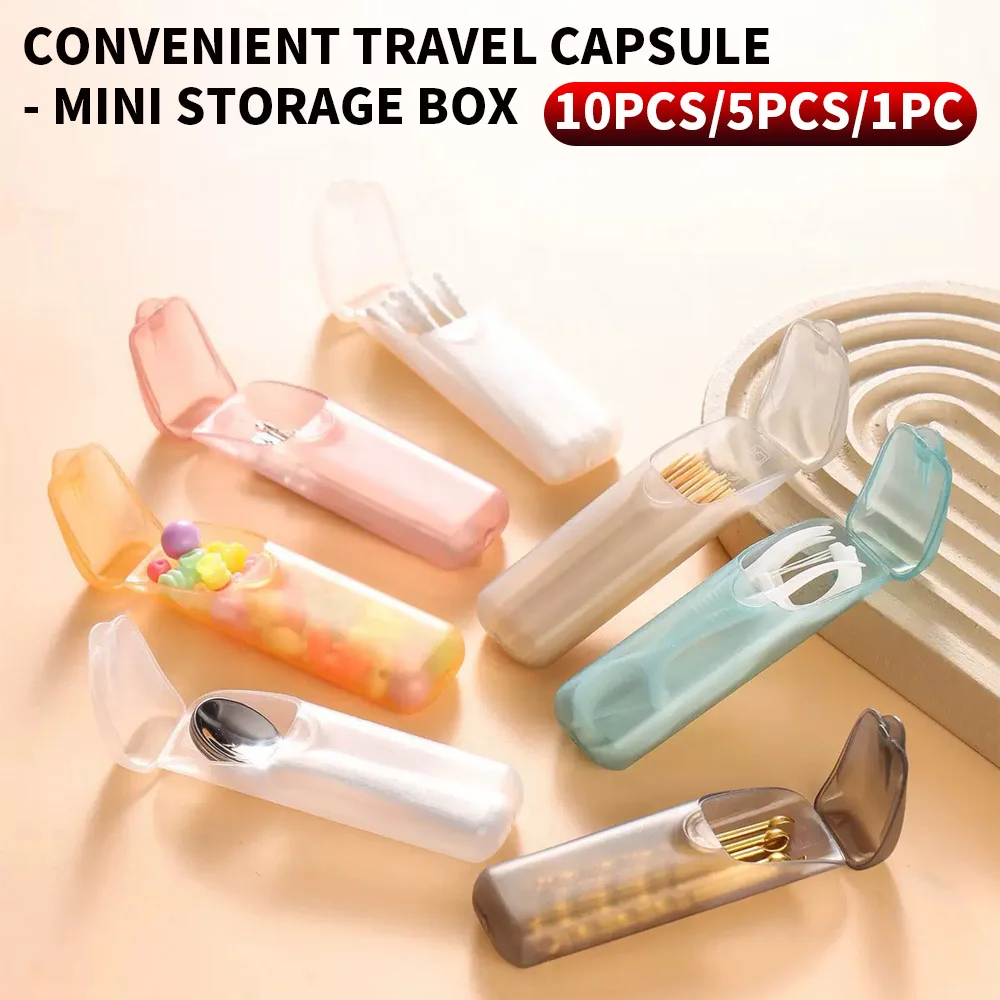 

10 шт./5 шт./1 шт. - Мини-портативный контейнер для хранения зубной нити, ватных палочек, зубочисток, таблеток