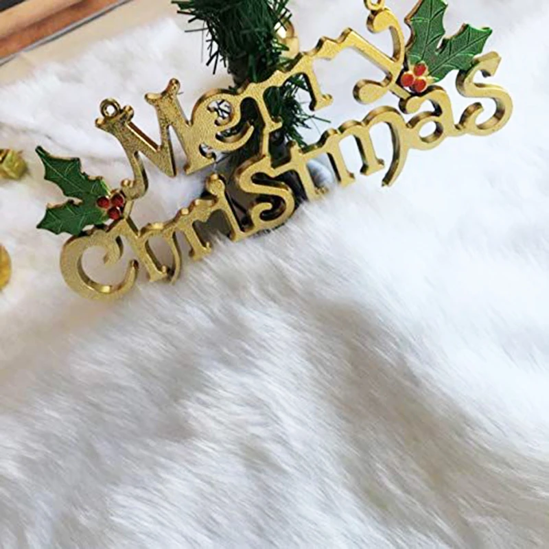 

78/90/122cm Christmas Tree Skirt Faux Fur Carpet White Plush Mat For Home Xmas Tree Carpet Pad Ornament Decor For New Year Party