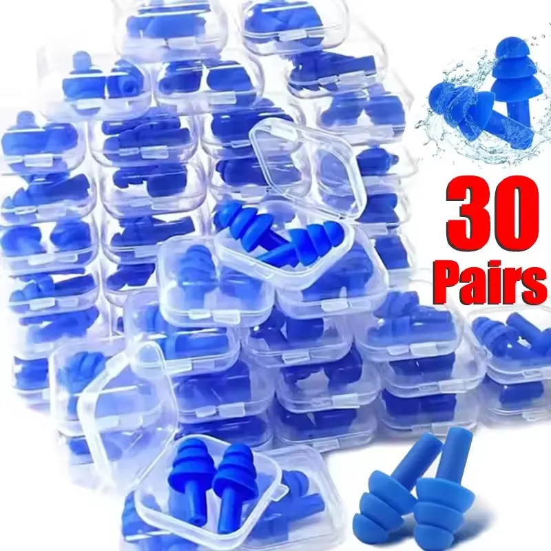 25-1Pair Soft Silicone Earplugs Waterproof Swimming Earbuds Noise Cancelling Reusable Noise Reduction Sleeping Ear Plug With Box