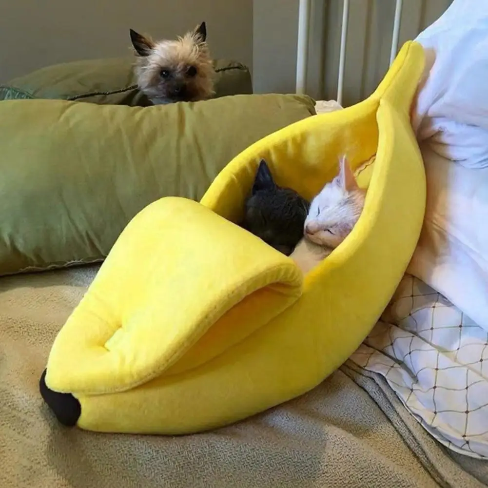 

Peace of Mind Pet Bed Soft Cozy Pet Bed Cozy Banana-shaped Pet Nest Exquisitely Crafted Sleeping for Cats Dogs Warm for Furry